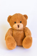 Brown Toy teddy bear, Isolated over white background