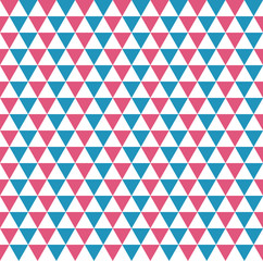 Seamless pattern of ordered equilateral  blue, red and white triangles
