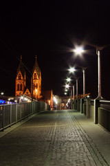 Fototapeta na wymiar Freiburg which is a town near the Black Forest at night, Germany