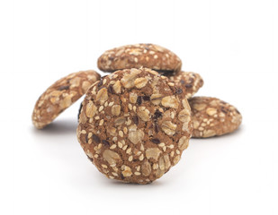 Dietary oatmeal cookies on a white background