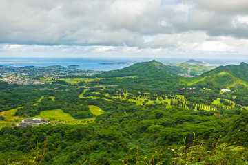 Obraz premium Aerial view of Oahu island in Hawaii