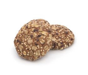 Dietary oatmeal cookies on a white background