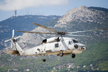 Black hawk helicopter rescue team radar view