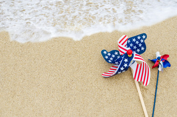 Patriotic USA background on the sandy beach