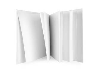 Blank pages of opened book on white background