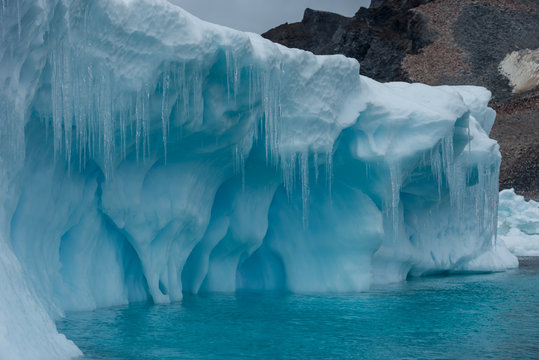 Iceberg and icicles in Antarctica