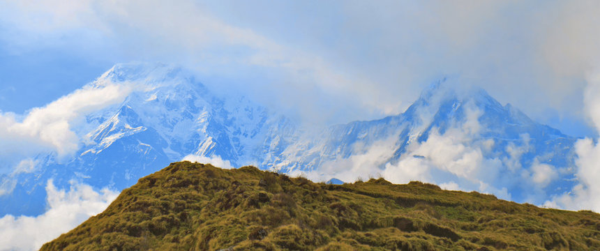 Mountain Landscape in Himalaya. Annapurna South, Hiun Chuli peak, Nepal