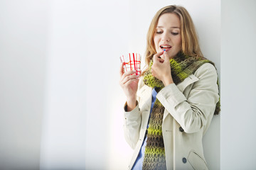 Woman taking medication