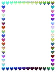 Hearts frame on white background