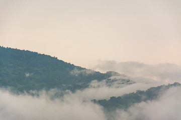 the landscape of  Mountain and mist