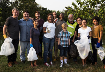 Group of diversity people volunteen charity project