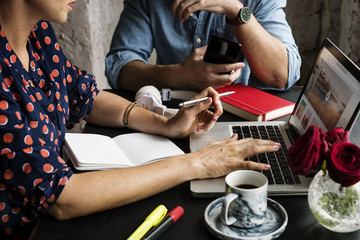 Colleagues Exchanging Opinion Ideas Working