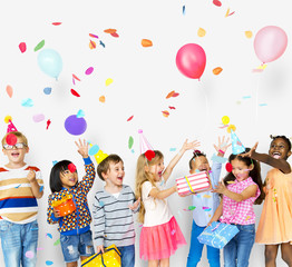 Group of kids celebrate birthday party together