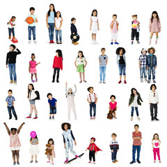 Diverse of Young Children People Studio Isolated