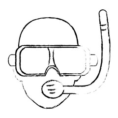 scuba diver with a dive mask and snorkel vector illustration