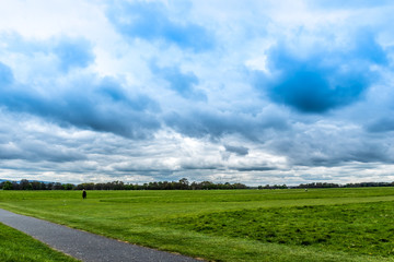 Green landscape, blue skies, Phoenix Park , Dublin, Ireland