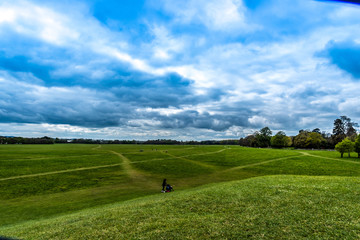 Green landscape, blue skies, Phoenix Park , Dublin, Ireland