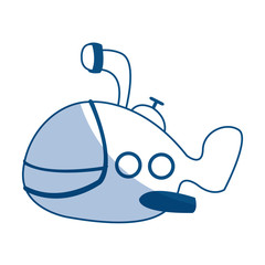 submarine with periscope propeller nautical ship vector illustration