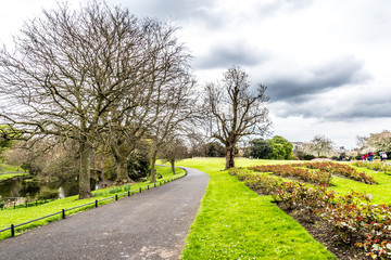 Fototapeta na wymiar Green landscape, blue skies, Phoenix Park , Dublin, Ireland