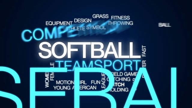 Softball animated word cloud, text design animation.
