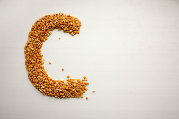 The letter c . English alphabet from cereals