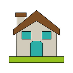 house with chimney over white backgroundvector illustration design 