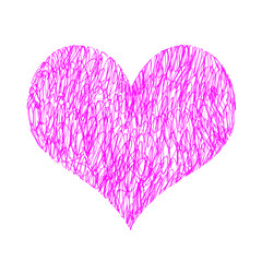 Abstract bright pink heart on white background