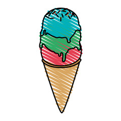 colorful ice cream cone doodle over white background vector illustration design 