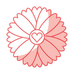 cute flower with heart isolated icon vector illustration design