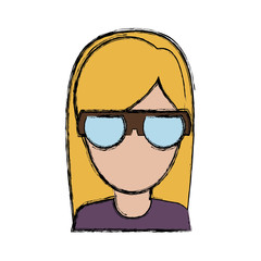 hipster woman wearing glasses icon over white background colorful design  vector illustration