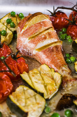 Baked fish with vegetables