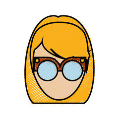 Woman wearing glasses icon over white background vector illustration
