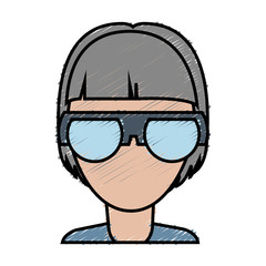 Woman wearing glasses icon over white background vector illustration