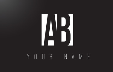 AB Letter Logo With Black and White Negative Space Design.