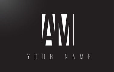 AM Letter Logo With Black and White Negative Space Design.
