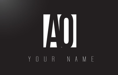 AO Letter Logo With Black and White Negative Space Design.