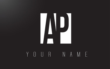 AP Letter Logo With Black and White Negative Space Design.