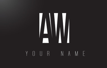 AW Letter Logo With Black and White Negative Space Design.