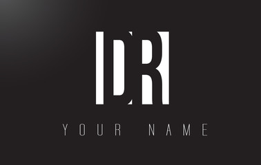DR Letter Logo With Black and White Negative Space Design.