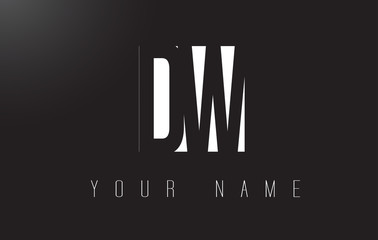 DW Letter Logo With Black and White Negative Space Design.