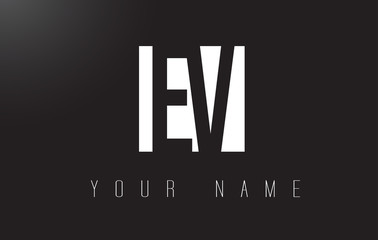EV Letter Logo With Black and White Negative Space Design.