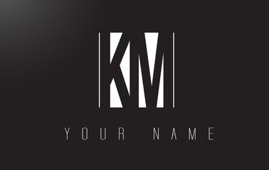 KM Letter Logo With Black and White Negative Space Design.