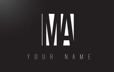 MA Letter Logo With Black and White Negative Space Design.