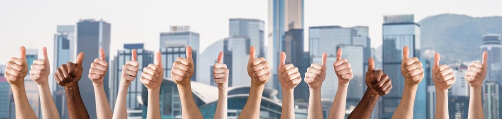 Row Of Hands Showing Thumb Up Sign