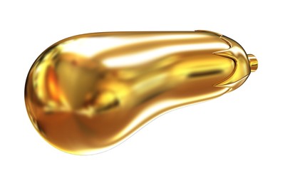 Gold Eggplant icon. 3d Illustration