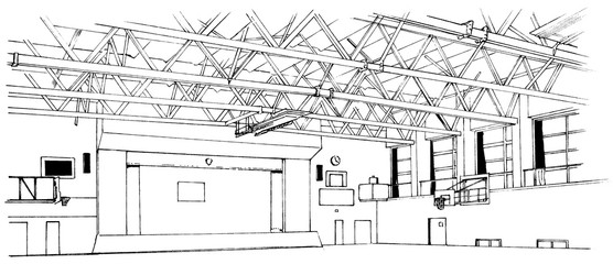 Obraz premium 漫画風ペン画イラスト 体育館