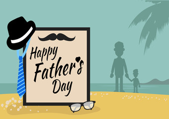 Happy Fathers Day greeting, with Beach background.