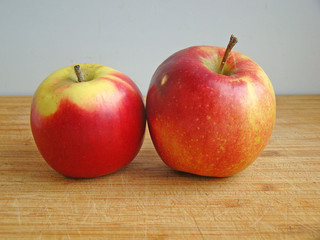 Two red-yellow apples