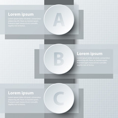 Three topics simple white 3d paper circle on double layer for website presentation cover poster vector design info graphic illustration concept