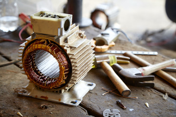 Old disassembled electric motor